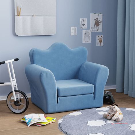 Canapé-lit pour enfants,Lit de jour,Lit de repos bleu peluche douce 387147 (1/5)