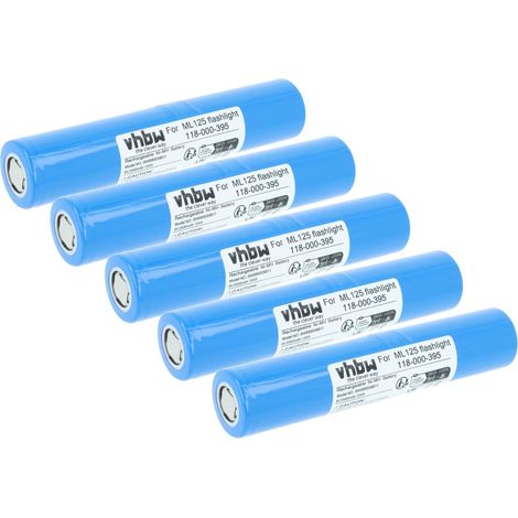 vhbw 5x batería compatible con Maglite ML125 linterna. linterna frontal (2500 mAh, 6 V, NiMH)