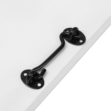 Serrure de porte en acier inoxydable à crochet à 2 pièces pour porte de garage - noir (1/4)