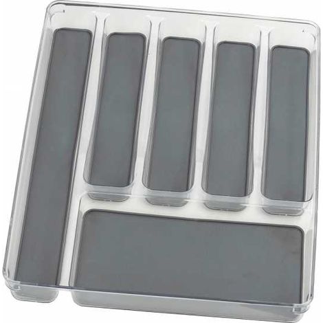 Wenko Portaposate a 6 scomparti - Inserto posate per cassetti, PET, 32 x 4.5 x 40 cm, Trasparente (1/5)
