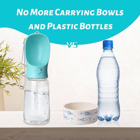 Bouteille d'eau pour chien, anti-fuite, distributeur d'eau portable avec mangeoire pour animaux de compagnie, promenade, randonnée, voyage, plastique de qualité alimentaire (1/5)