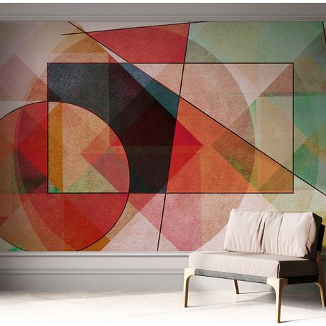 Papier peint autocollant avec imprimé décoratif pour salon et chambre à coucher Installation facile Abstraction géométrique 312x219 cm (1/5)