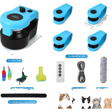 Giocattolo interattivo per gatti, velocità regolabile, batteria ricaricabile, blu (1/2)