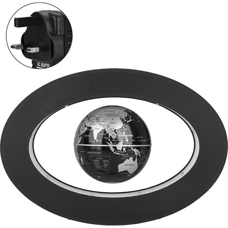 Boule flottante magnétique lévitation avec éclairage LED, décoration de bureau, globe argenté, prise UK. (1/5)