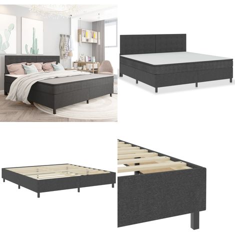 Sommier à lattes de lit Gris foncé Tissu 200x200 cm - Sommier Tapissier - Lit Double - Matelas À Ressorts - Literie - Meuble Chambre - Home & Living (1/5)
