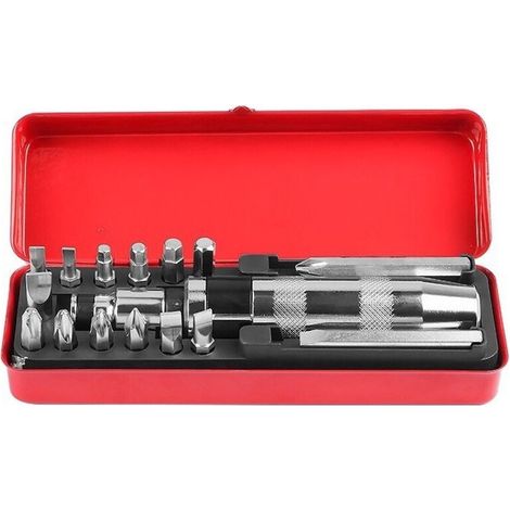 16 Pièces Jeu de Tournevis à Frapper , avec Adaptateur de Vis et 15 Embouts de Précision pour Automobiles, Motos et Maintenance (1/4)