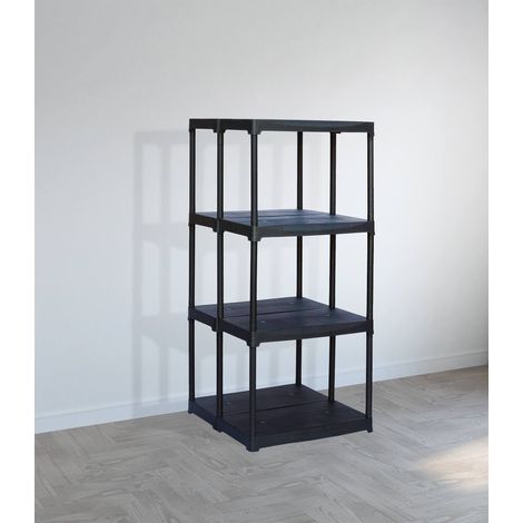 Dmora Étagère à 2 niveaux à double capacité en polypropylène, étagère pour intérieur ou externe, 100% Made in Italy, cm 60x59h133, couleur anthracite (1/3)