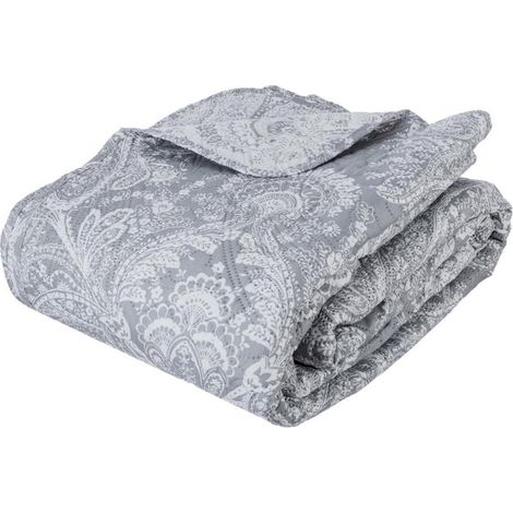 Dessus de Lit & 2 Taies "Marie" 240x260cm Gris Clair (1/4)
