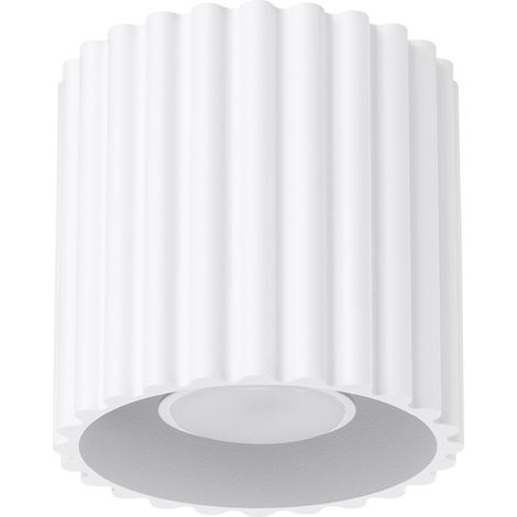 Moderner, gerillter, runder Deckenspot, weiß, 10 cm, 1xGU10, 10W, Aura Sollux Lighting (1/5)