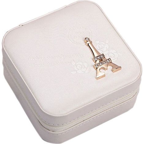 Boîte à bijoux de voyage avec miroir Mini boîte cadeau pour femmes filles Petite boîte de rangement portable pour bagues, boucles d'oreilles, colliers, bracelets
