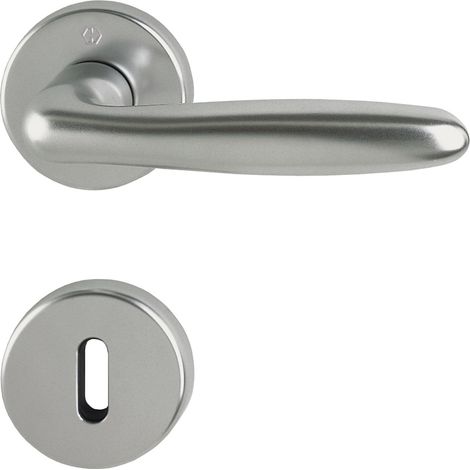 Hoppe Drückergarnitur Verona Türklinke mit Rosette BB mit Schnellstift, TS 37-47, Aluminium Edelstahl-Effekt (1/4)