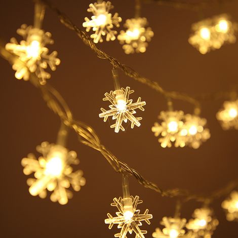LED-Schneeflocken-Lichterkette, 6 m, 40 LEDs, batteriebetrieben, mit Timer, IP65 wasserdicht, für Blumentöpfe, Camping, Weihnachten, Innen- und Außendekoration, warmweiß (1/5)