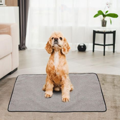 QAZQA Tapis de couchage pliable imperméable en polaire pour chiens de petite, moyenne et grande taille, pour l'intérieur et l'extérieur, le camping, les voyages-noir