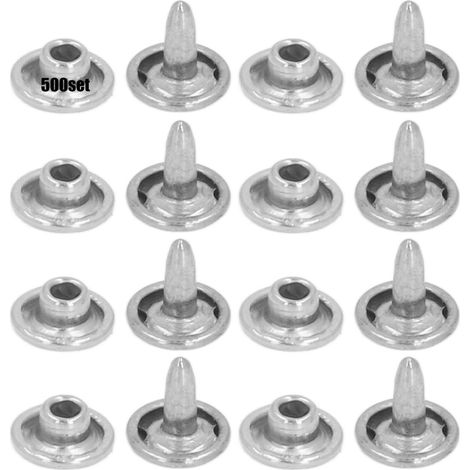 500 rivets métalliques 8mm argentés, fournitures pour maroquinerie et travail du cuir, finition galvanisée uniforme. (1/5)