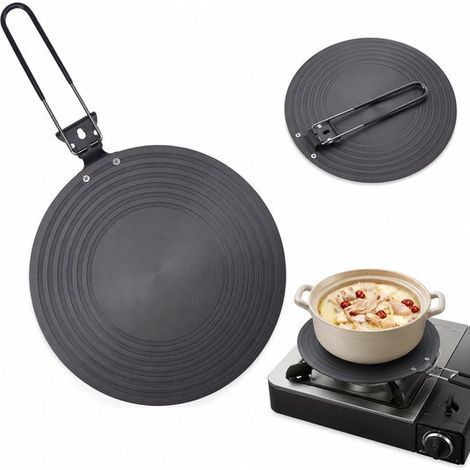 Adaptateur - Plaque d'adaptation à induction 24 cm - Protection/Adaptateur pour plaque de cuisson - Répartiteur de chaleur - Pliable avec poignée - Diffuseur de chaleur - Noir (1/5)