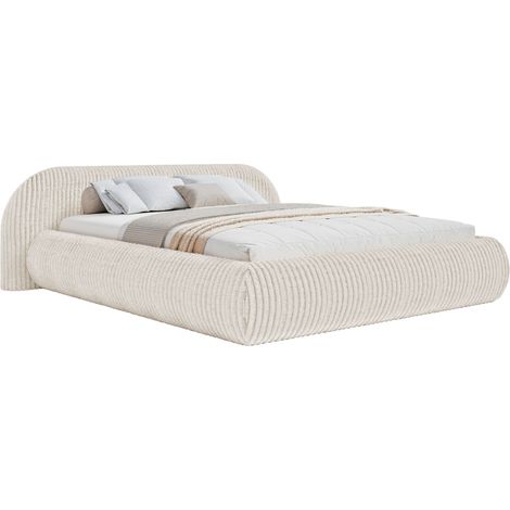 Selsey Shels Low – Lit rembourré 140x200 avec coffre, velours côtelé, crème