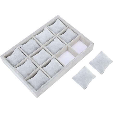 12-Grid Watch Storage Box for Jewelry Bracelets with Soft Pillows, Linen and MDF Material, Compact Display Case for Home Decor (1/5)
