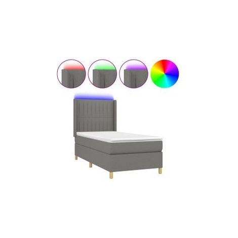 Sommier à lattes de lit matelas LED Gris foncé 80x200 Tissu (1/5)