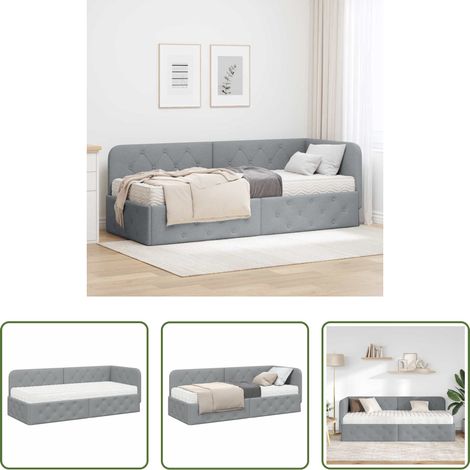 vidaXL Stoffbett - Eckbettgestell Hellgrau 80 x 200 cm Stoff (1/5)