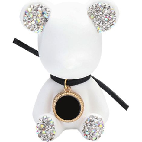 Clip ours scintillant pour voiture - Désodorisant parfumé durable, ours en strass blanc avec clip métallique - Rafraîchisseur d'air léger pour habitacle (1/5)
