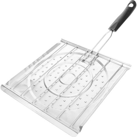 Grille-pain pliable en acier inoxydable pour le camping et le barbecue, plaque de cuisson robuste pour pain, poisson, résistant à la chaleur et durable pour cuisinières à gaz et activités de (1/5)