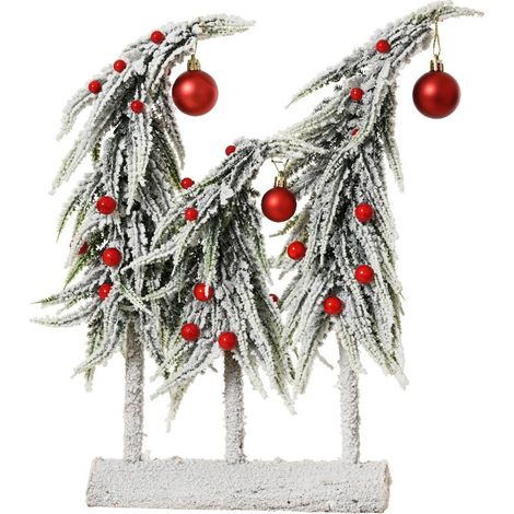 Mini árbol nevado con bayas rojas 12x30x40 cm
