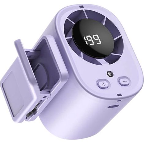 Ventilador para coche LISM con soporte de clip,pantalla LED,mini ventilador portátil y recargable para refrigeración personal,color morado (1/5)
