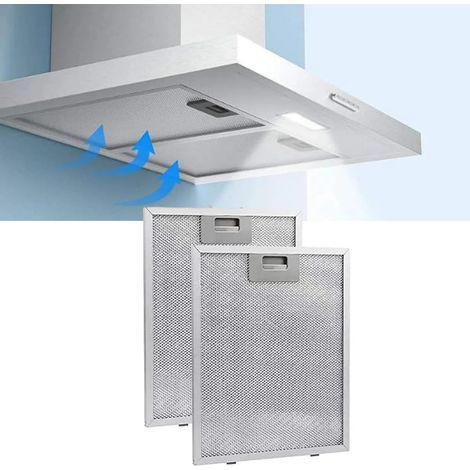Set di 2 filtri antigrasso per cappa aspirante, realizzati in alluminio, con maglia di dimensioni 320 x 260 x 9 mm. (1/5)