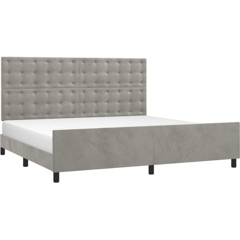 Cadre de lit avec tête de lit Gris clair 200x200 cm Velours (1/5)