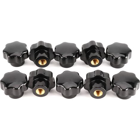 10 écrous à molette avec poignée, filetage femelle 7 étoiles 8 mm, noyau en laiton pour machine-outil (M8x32 (sans trou traversant)) (1/5)