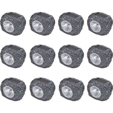 Outdoor Faretti Solari con LED Forma Pietra 12 pz vidaXL