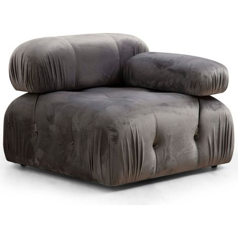 Fauteuil accoudoir ou module d'angle droit Nourhane Velours Gris (1/5)