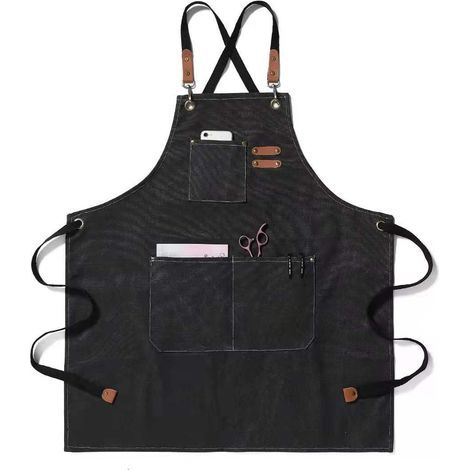 Tabliers barbecue pour hommes, tablier de travail pratique, tablier de travail avec poches avec bretelles réglables pour coiffeur, cuisine, jardinier (1/5)