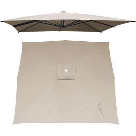 Toile de remplacement parasol déporté 3x3m en polyester beige pour jardin et terrasse (1/4)