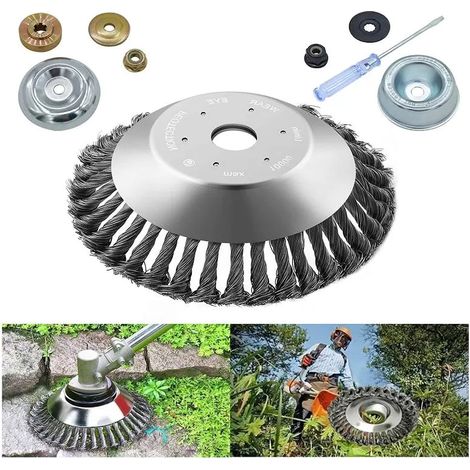 (8 Pouce)Tete Brosse Débroussailleuse, 200x25mm Brosse Desherbage Debroussailleuse, Debroussailleur pour Outils de Pelouse Jardin (1/5)