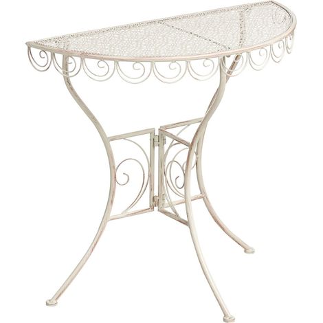 Bistro Table JUINA 80 cm 36 cm Metal Light Beige (1/5)