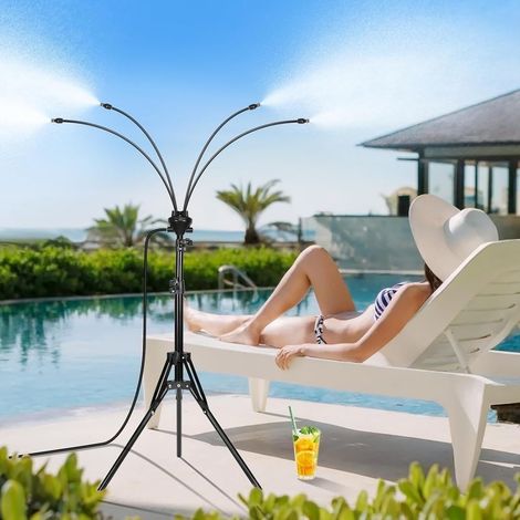 Brumisateur Extérieur, Trépied Stable sur Pied, Hauteur Réglable 103-160cm, Tuyau 8m, Système de Rafraîchissement pour Terrasse Jardin Piscine Barbecue Animaux