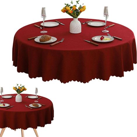 Runde Tischdecke 120 cm Rot, Wachstuch für Garten & Esszimmer