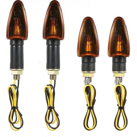 x 12V Motorradlampen, gelbe Blinker vorne und hinten, Kontrollleuchten, 4er-Set