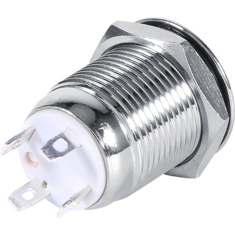 Bouton poussoir étanche 12mm métal momentané encastré 4 broches LED blanche 3V