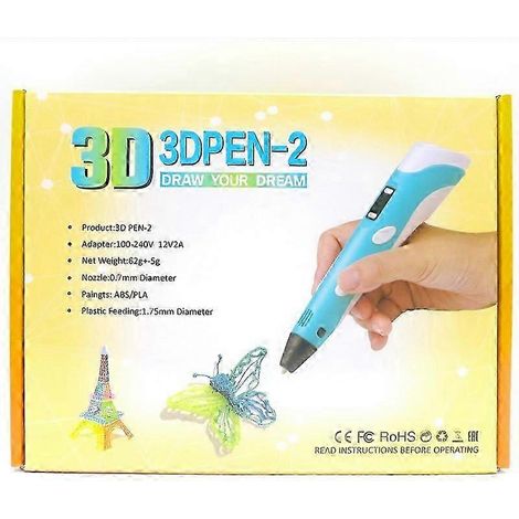 Stylo d'impression 3D 3DPEN-2 avec écran (2025) - Comprend un stylo 3D, 3 couleurs de filament PLA de démarrage et un pochoir Stencilway Dxldv (1/5)