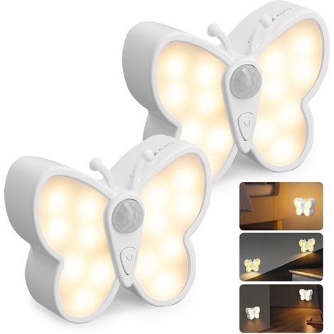 TTLIFE Veilleuse avec Capteur De Mouvement, Veilleuse LED 2 Pièces, Dimmable en 3 Modes De Couleurs, Lampe Fixe Rechargeable USB (1/5)