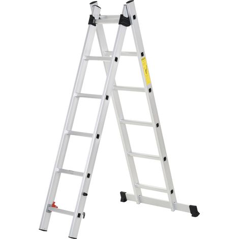 Échelle multifonctions aluminium 2,5m pliable portable pied antidérapant charge max 150kg argent