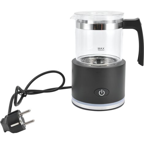 Mousseur à lait électrique automatique chaud et froid en verre thermorésistant, détachable, 220V UE, noir, pour café latte