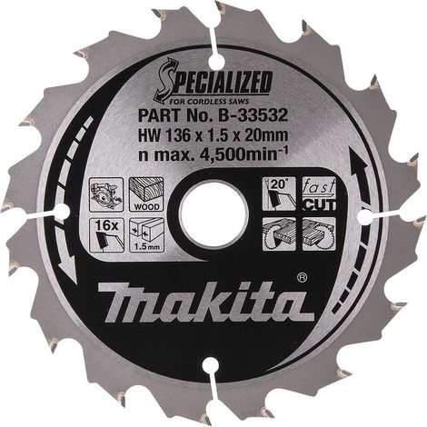 Makita B-33532 136mm x 20mm x 16T Specialized Circular Saw Blade