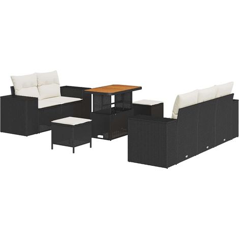 Maison Exclusive - Conjunto de sofás de jardín 8 pcs Negro ratán
