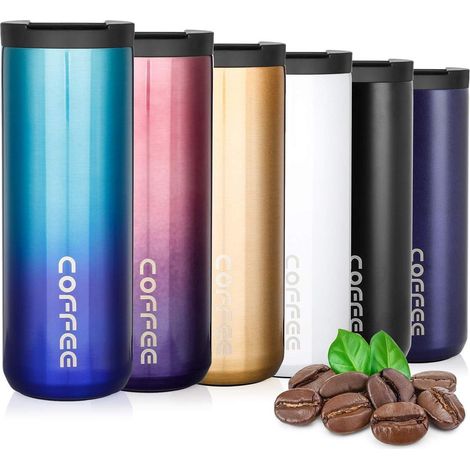 Thermobecher 500ml Edelstahl Isolierbecher Travel Mug Kaffee-to-go Becher Blau (1/5)