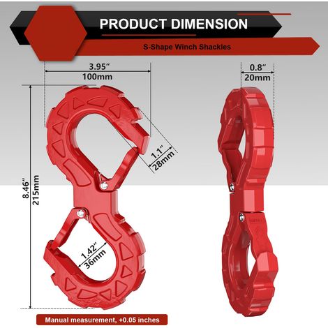 S-type tow hook, S-type shackle, anti-loosening buckle, forged one-piece molding, multi-functional high-strength S-type winch hook (1/4)