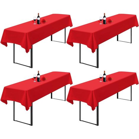 4er-Pack Tischdecke Bierzeltgarnitur 100x250cm Rot, wasserdicht, Polyester