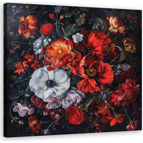 Tableau déco Fleurs Feuilles Roses 30x30 (1/4)